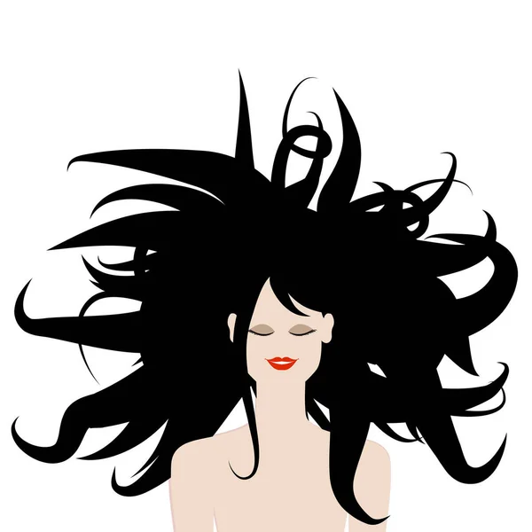 Женщина Черными Волосами Векторная Иллюстрация — стоковый вектор