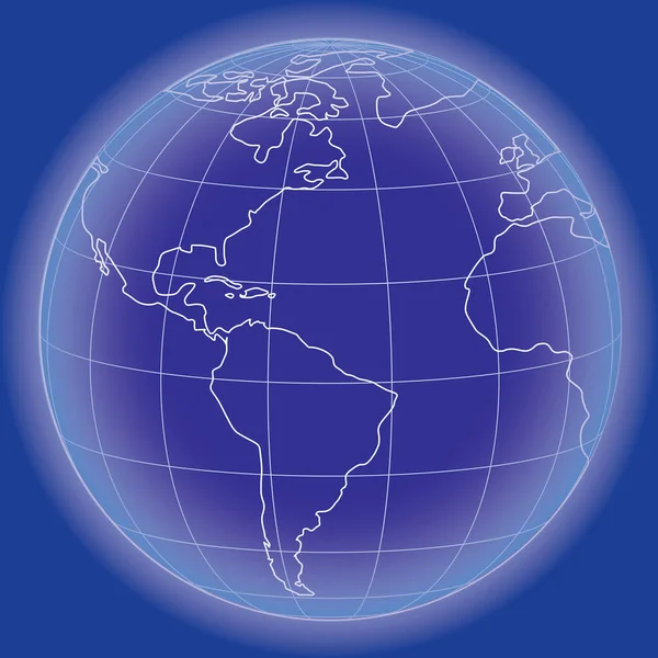 Världskarta Med Blå Linjer Vektor Illustration — Stock vektor