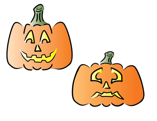 Deux Citrouilles Halloween Illustration Vectorielle — Image vectorielle
