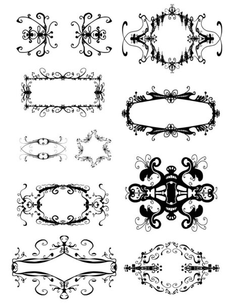 set of decorative frames and elements, vector illustration