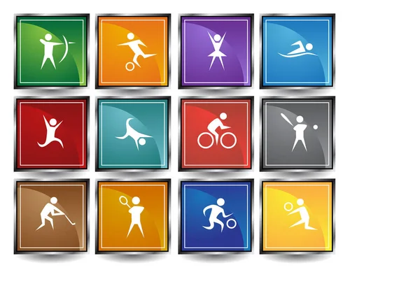 Set Colorful Icons Sports Games Vector Illustration — Stock Vector