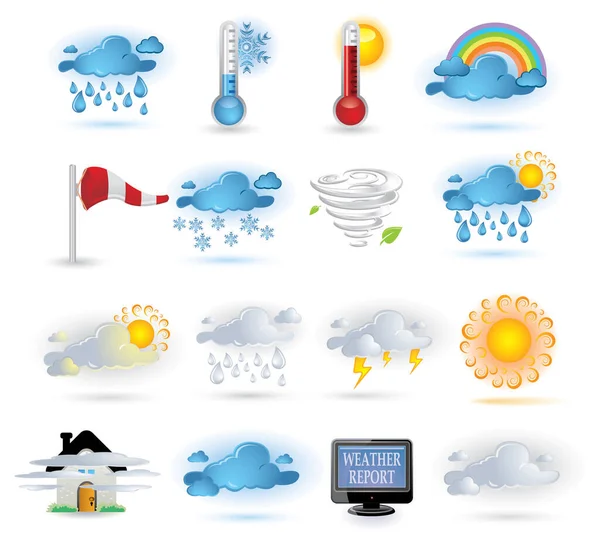 Weather Icon Set Cartoon Style — Stock Vector