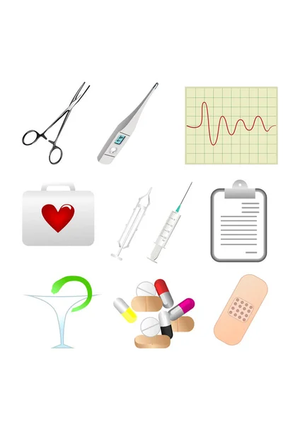 医院和医疗保健图标 一套医院和帮助库存符号网络 — 图库矢量图片