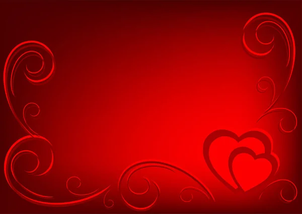 Rode Valentijnskaart Met Hartjes Vectorillustratie — Stockvector