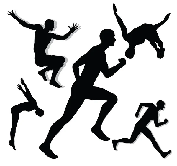 走っている男性のシルエット ベクトルイラスト — ストックベクタ