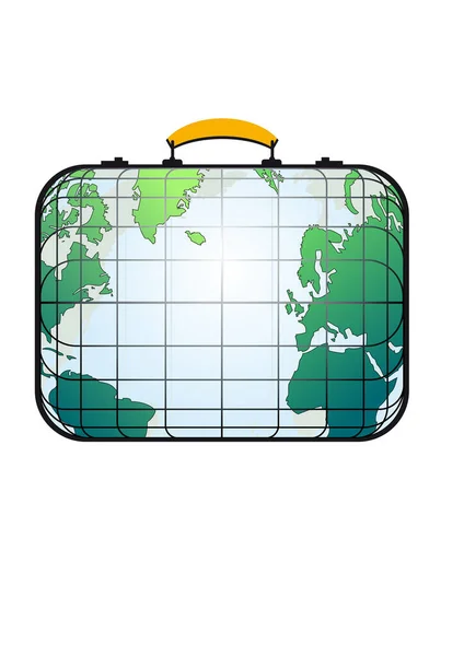 Globe Terrestre Dans Une Valise Illustration Vectorielle — Image vectorielle