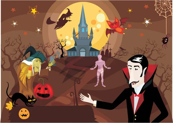 Festa Halloween Sfondo Halloween Illustrazione Vettoriale — Vettoriale Stock