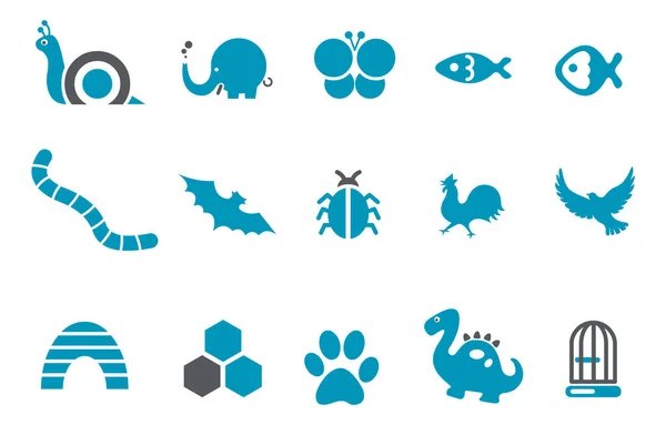 Set Iconos Animales Ilustración Vectorial — Vector de stock