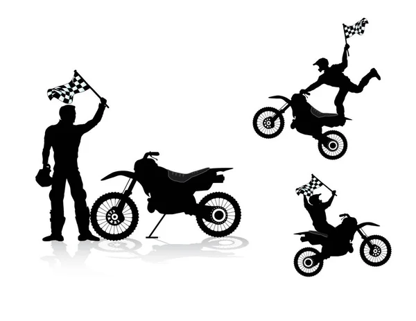 Set Motorcycle Riders Vector Illustration — Stock Vector