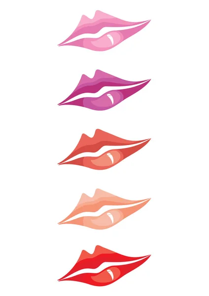 Aantal Rode Lippen Vectorillustratie — Stockvector