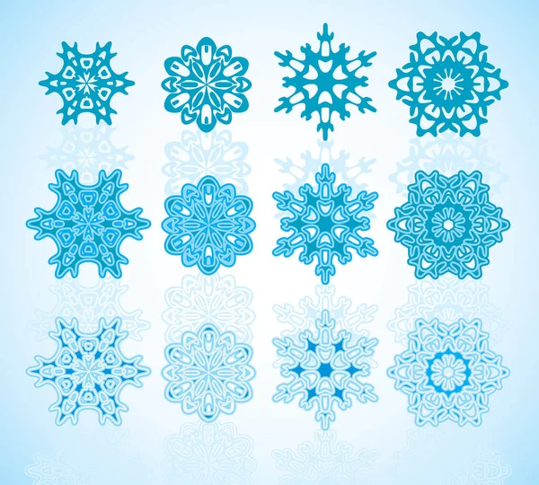Illustration Vectorielle Flocons Neige Bleus — Image vectorielle