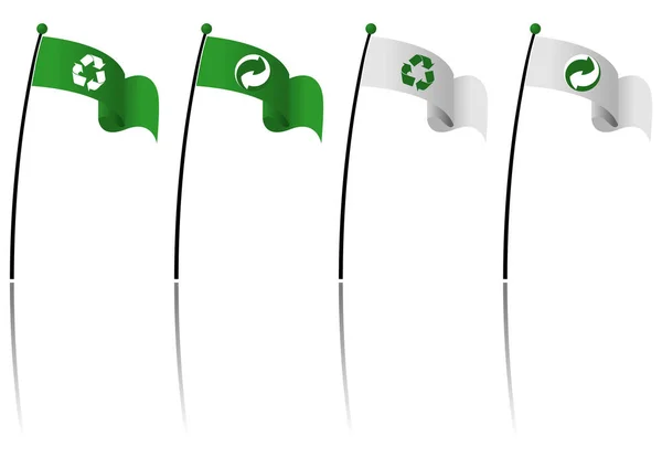 Grüne Flaggen Schwenkend Vektorillustration — Stockvektor