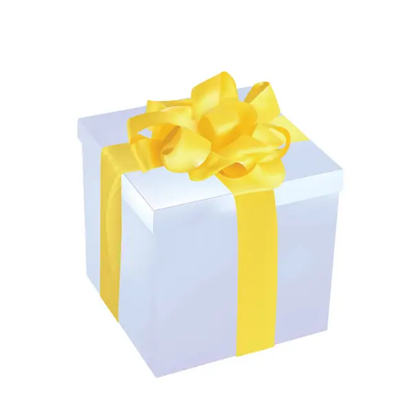 Geschenkbox Mit Goldener Schleife Isoliert Auf Weißem Hintergrund — Stockvektor