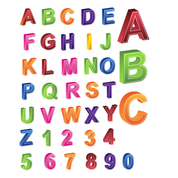Lettres Alphabet Coloré Sur Fond Blanc — Image vectorielle