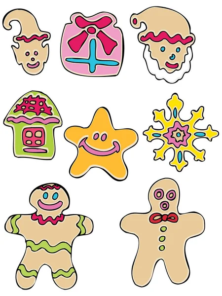 Set Gingerbread Cookies Vector Illustration — Stock Vector