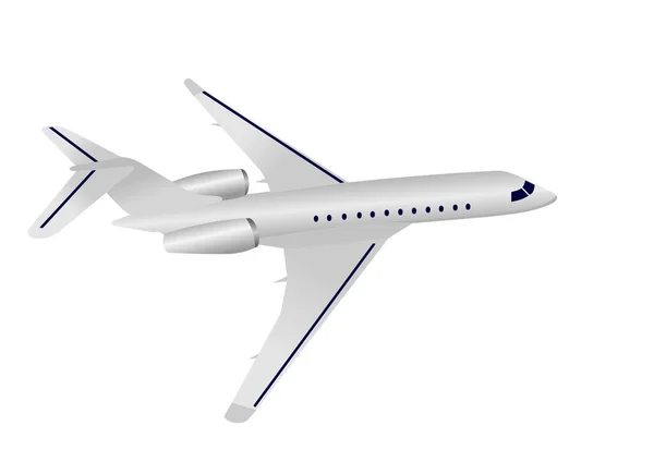 Білий Пасажирський Літак Білому Тлі Ізольований Єкт — стоковий вектор
