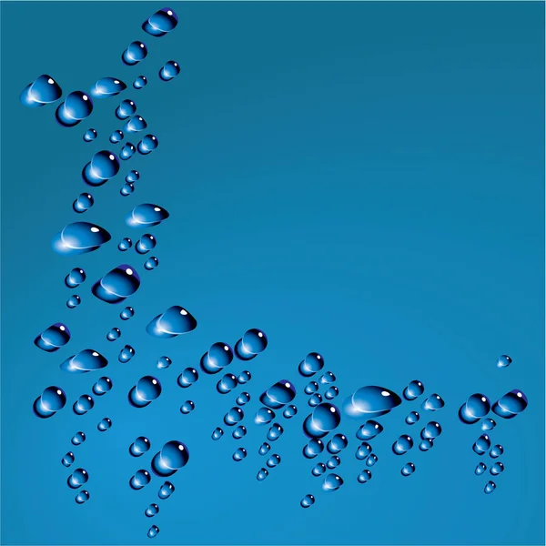 Gotas Água Fundo Azul Ilustração Vetorial — Vetor de Stock