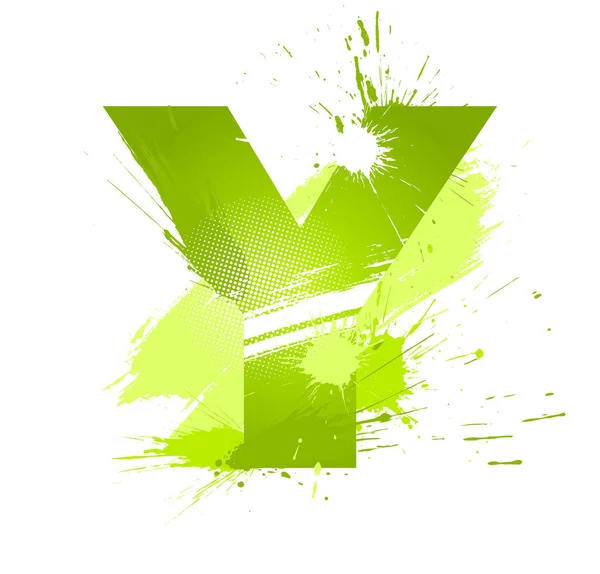 Ilustración Vectorial Letra Verde Abstracta Aislado — Vector de stock