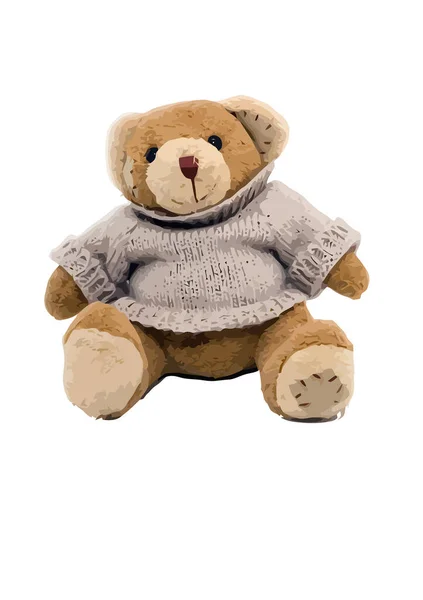 穿着针织毛衣的泰迪熊 — 图库矢量图片