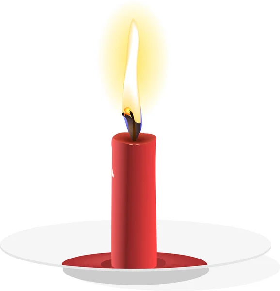 Rote Kerze Mit Flamme Vektorillustration — Stockvektor