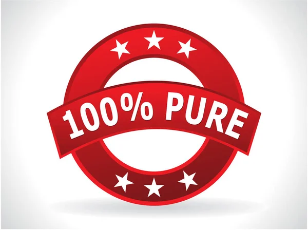100 Percent Pure Red Badge Vector Illustration — Stock Vector