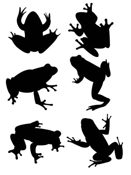 青蛙的一组剪影 — 图库矢量图片