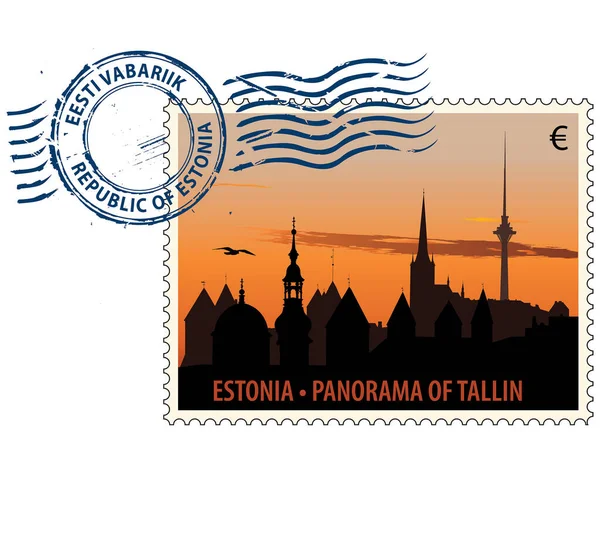 Ilustração Cartão Postal Cidade Estonia — Vetor de Stock