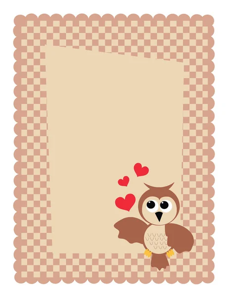 Ευχετήρια Κάρτα Κουκουβάγια Καρδιές Διανυσματική Απεικόνιση Στο Στυλ Ενός Χαριτωμένου — Διανυσματικό Αρχείο