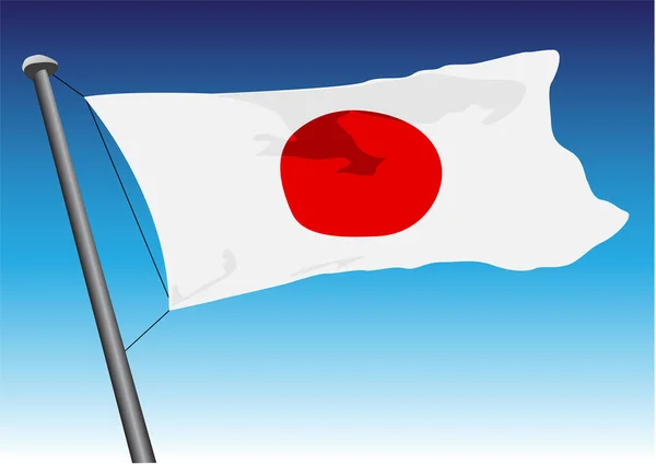Bandera Japón Ilustración Vectorial Ondeando Bandera — Vector de stock