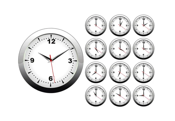 Set Con Orologi Illustrazione Vettoriale — Vettoriale Stock