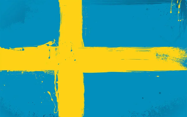 Drapeau Suède Avec Une Texture Ancienne Illustration — Image vectorielle