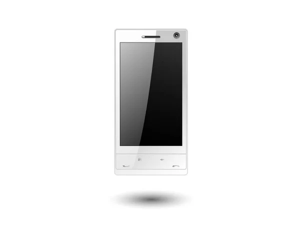 Téléphone Portable Moderne Avec Écran Blanc Isolé Sur Blanc — Image vectorielle