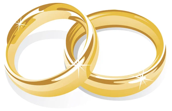 Beyaz Arkaplanda Vektör Altın Evlilik Halkaları — Stok Vektör