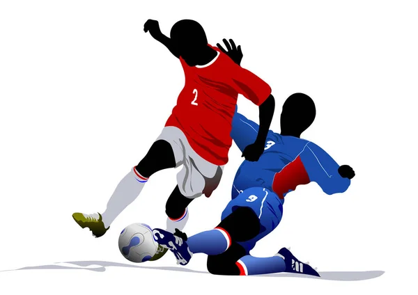 Zwei Fußballspieler Kämpfen — Stockvektor