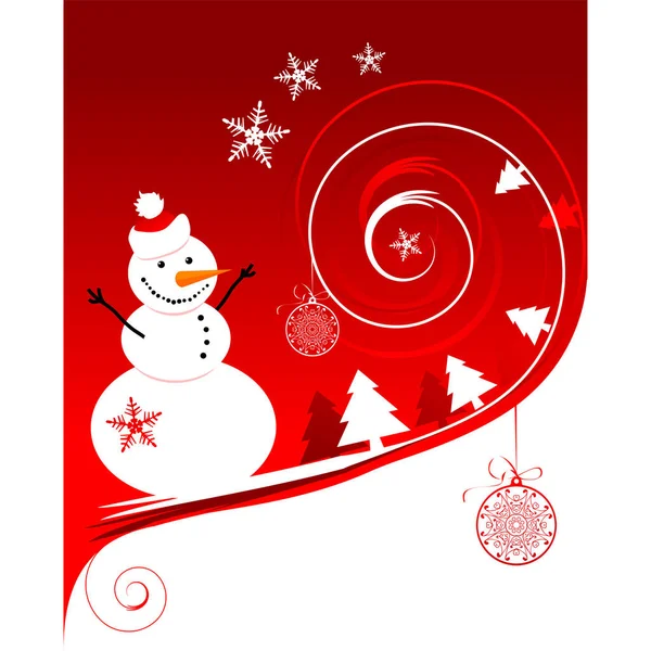 Рождественская Открытка Снеговиком Вектор — стоковый вектор