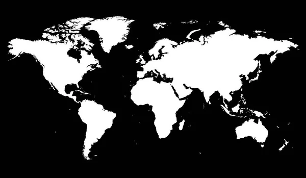 Kaart Van Wereld Met Een Zwarte Achtergrond Vectorafbeelding — Stockvector