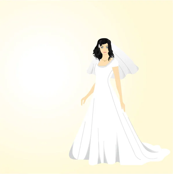 Hochzeitsbraut Auf Weißem Hintergrund — Stockvektor