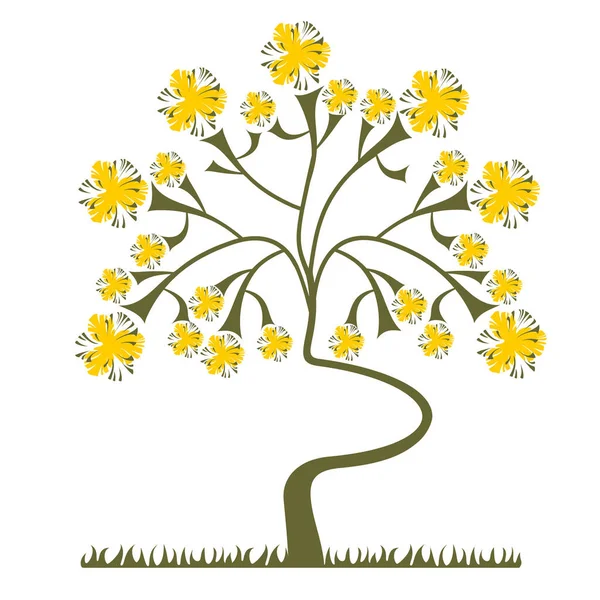Διανυσματικό Δέντρο Λουλούδια — Διανυσματικό Αρχείο