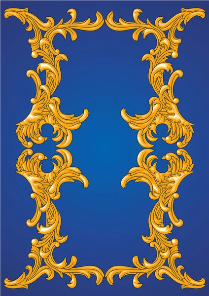 Ornament Aur Fundal Albastru — Vector de stoc