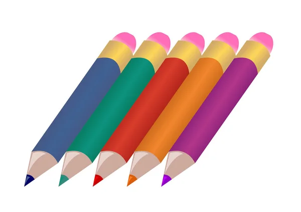 Conjunto Lápices Colores Ilustración Vectorial — Vector de stock