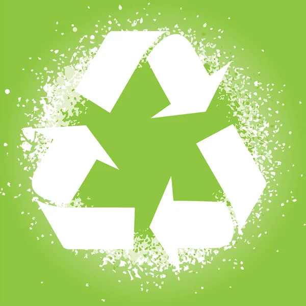 Weißes Recycling Symbol Auf Grünem Hintergrund — Stockvektor