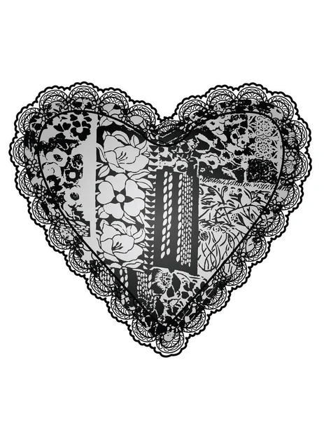 Сердце Кружевом Векторная Иллюстрация — стоковый вектор