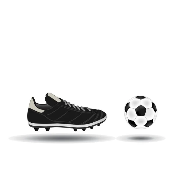 Bola Futebol Sapato Isolado Fundo Branco — Vetor de Stock