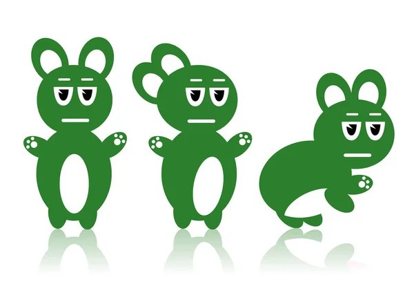Set Von Vier Lustigen Grünen Monstern — Stockvektor