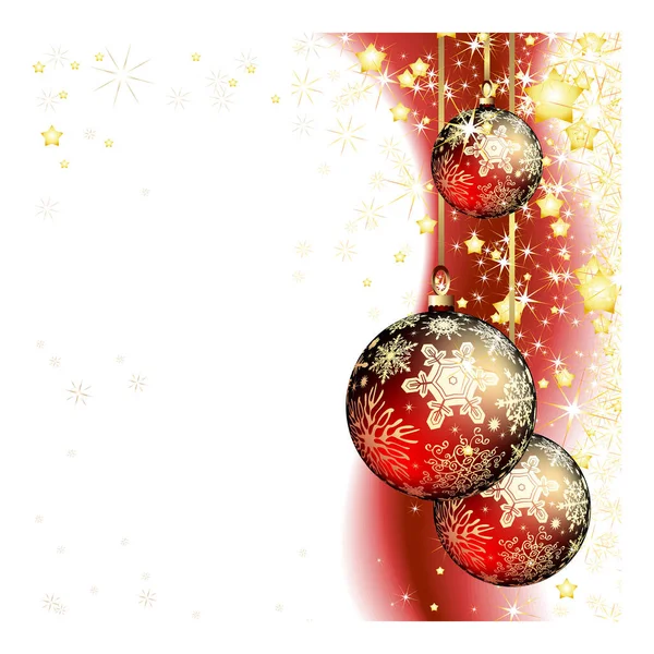 Χριστουγεννιάτικη Κάρτα Μπάλες Και Αστέρια — Διανυσματικό Αρχείο