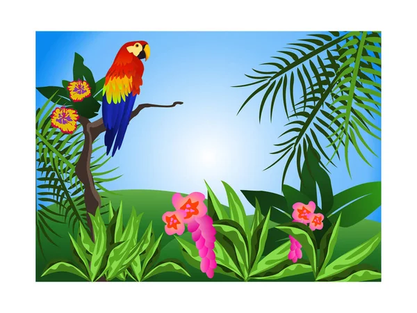 Ilustracja Tropikalnej Papugi Roślin — Wektor stockowy