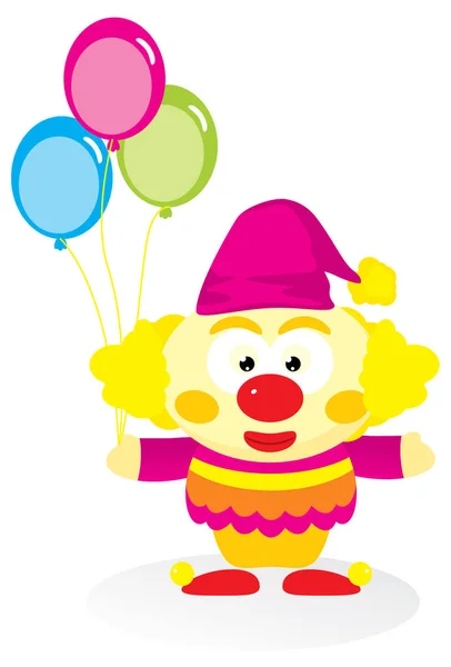 Niedlicher Clown Mit Luftballons Vektor Illustration — Stockvektor