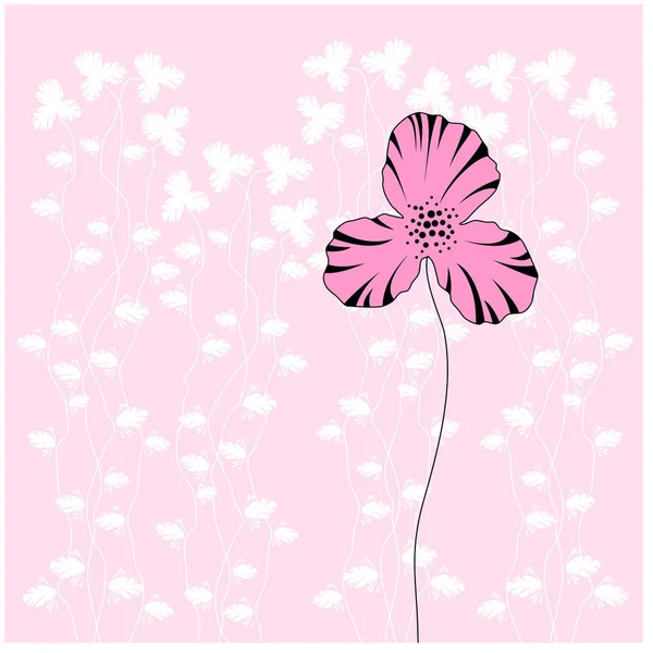 Illustration Mit Schönen Rosa Blüten Auf Weißem Hintergrund — Stockvektor