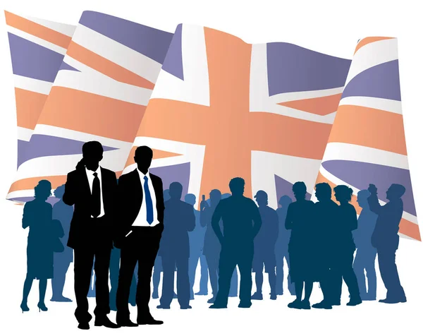 Pessoas Negócios Fundo Bandeira Reino Unido — Vetor de Stock