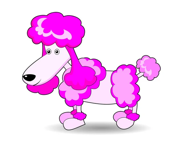 Desenho Animado Cão Poodle Rosa —  Vetores de Stock